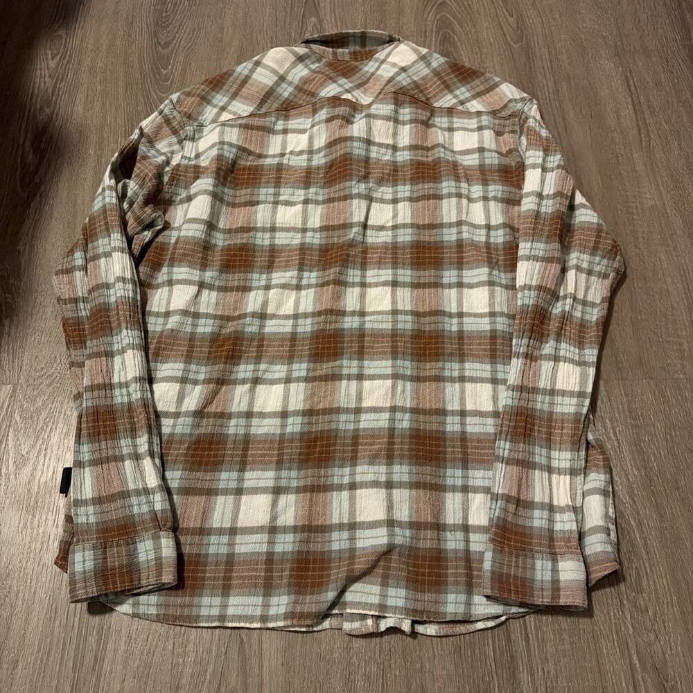 Patagonia Organic Cotton Button Shirt Men's Large Blue Brown Plaid Preppy Causal - Picture 9 of 9